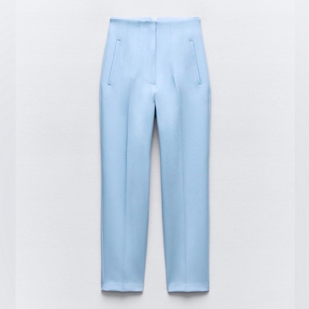 SOLD Zara Woman Light Dusty Blue Pants with a High Waist size Medium